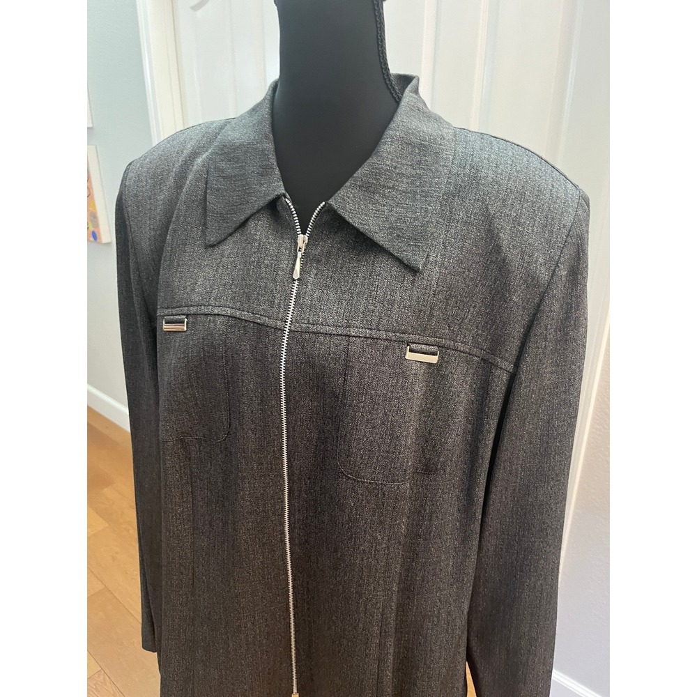 Vintage Gray Utility Jacket Women's XL Full Zip Workwear Chore Dress Barn